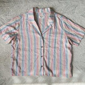 Marine Layer Short Sleeve Rainbow Button Down Shirt